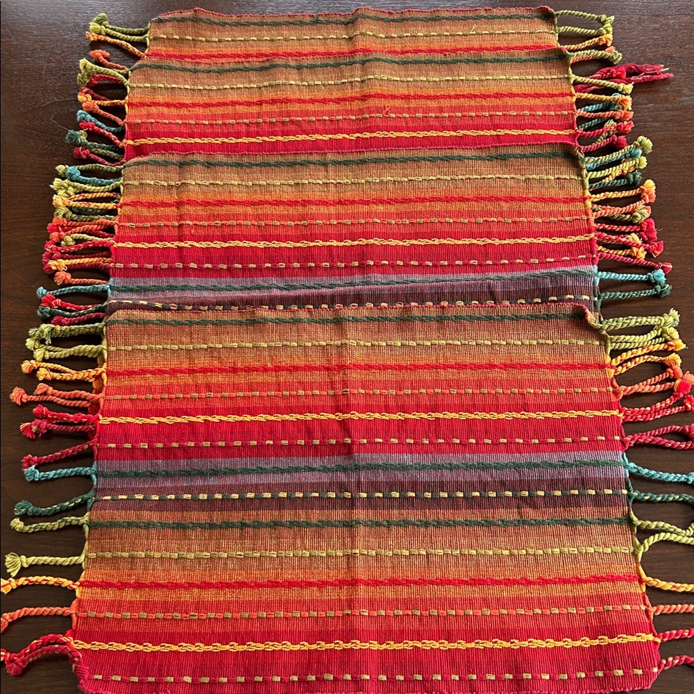 Festive colorful woven placemats
